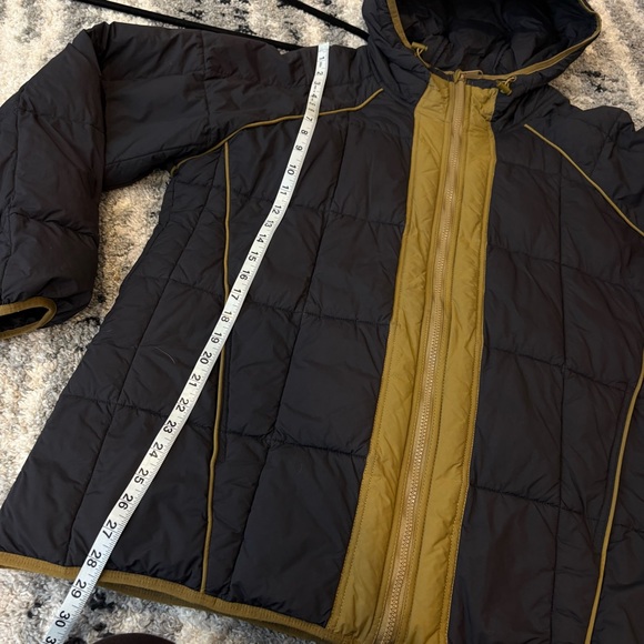 Free People Movement Parker Packable Puffer Coat Dark Navy & Brown Medium Hooded - Picture 11 of 13